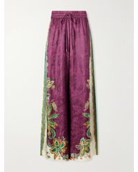 ALÉMAIS - Ruthie Printed Satin-Jacquard Wide-Leg Pants - Lyst