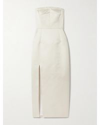 Emilia Wickstead - Pola Strapless Duchesse-Satin Midi Dress - Lyst