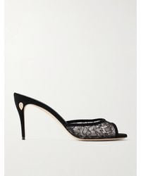 Jennifer Chamandi - Guido 85 Suede-Trimmed Lace Sandals - Lyst