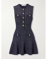 Self-Portrait - Scalloped Knitted Cotton-Blend Mini Dress - Lyst