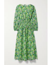 RHODE - Poppy Printed Cotton-voile Midi Dress - Lyst