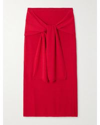 Proenza Schouler - Phelan Tie-Front Pointelle-Knit Linen-Blend Midi Skirt - Lyst