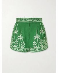 FARM Rio - Embroidered Linen Shorts - Lyst