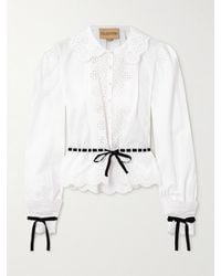 Valentino Garavani - Grosgrain-Trimmed Broderie Anglaise Cotton-Poplin Shirt - Lyst