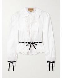 Valentino Garavani - Grosgrain-Trimmed Broderie Anglaise Cotton-Poplin Shirt - Lyst