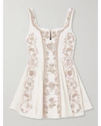 Agua Bendita - Minikleid Aus Leinen Mit Stickereien - Lyst