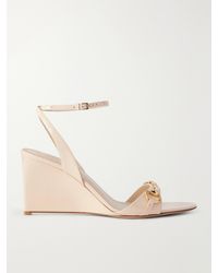 Gucci - Donna 80 Horsebit-Embellished Patent-Leather Wedge Sandals - Lyst