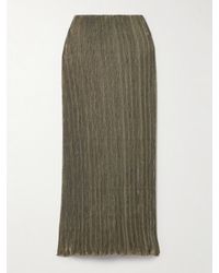 Cult Gaia - Kylii Plissé-Satin Midi Skirt - Lyst