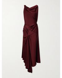 Victoria Beckham - Asymmetrische Robe Aus Satin Mit Raffungen - Lyst
