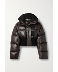 Givenchy Cropped Wool-blend Trimmed Quilted Down Leather Jacket - Brown