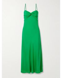 La Ligne - Twist-Front Cutout Silk Midi Dress - Lyst