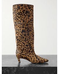 TOTEME - The Wide Shaft Leopard-Print Calf Hair Knee Boots - Lyst