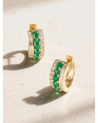 Anita Ko - Lola 18-Karat, Emerald And Diamond Hoop Earrings - Lyst
