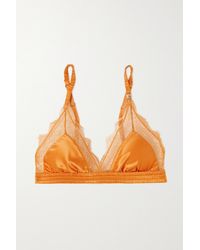 Love Stories Love Lace-trimmed Satin Soft-cup Triangle Bra - Orange