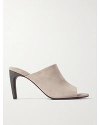 Brunello Cucinelli - 80 Bead-Embellished Suede Mules - Lyst