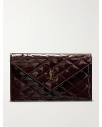Saint Laurent - Paris Matelassé Patent-Leather Clutch - Lyst