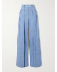 Brunello Cucinelli - Pleated Linen-Blend Wide-Leg Pants - Lyst