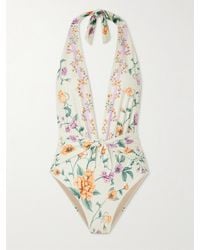 Agua Bendita - Maillot De Bain Dos Nu En Tissu Recyclé À Imprimé Fleuri Et À Liens Salm Chinesis - Lyst