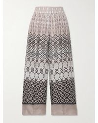 Brunello Cucinelli - Printed Silk-Voile Wide-Leg Pants - Lyst