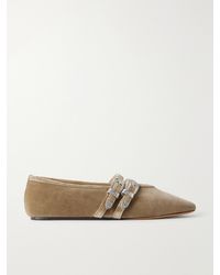 Le Monde Beryl - Claudia Embellished Velvet Ballet Flats - Lyst