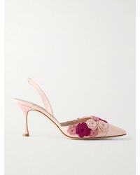 Manolo Blahnik - Svemutasli 70 Crochet-Trimmed Leather Pumps - Lyst