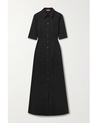 STAUD Joan Maxi-hemdblusenkleid Aus Popeline Aus Einer Baumwollmischung - Schwarz