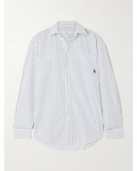 Sporty & Rich - Src Embroidered Striped Cotton-Poplin Shirt - Lyst