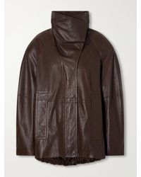 Sportmax - Salaggio Funnel-Neck Paneled Hammered And Glossed Leather Jacket - Lyst
