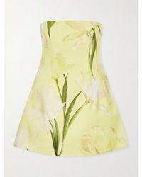 Cara Cara - Ines Strapless Floral-Print Linen Mini Dress - Lyst