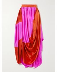 ROKSANDA - Jupe Longue Asymétrique En Satin De Soie Bicolore À Plis Et À Drapés Kobi - Lyst