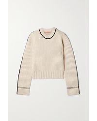Acne Studios Cotton-trimmed Ribbed Wool Sweater - Natural