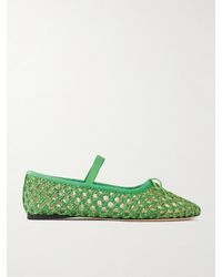 Loeffler Randall - Leonie Grosgrain-Trimmed Raffia Mary Jane Ballet Flats - Lyst
