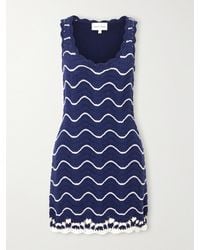 Cara Cara - Orel Scalloped Striped Cotton Knit Mini Dress - Lyst