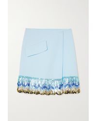 Lanvin Sequined Wool-cloqué Mini Wrap Skirt - Blue