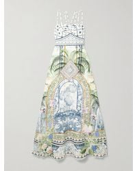 CAMILLA - Jardim Party Crystal-Embellished Printed Linen And Silk-Blend Maxi Dress - Lyst