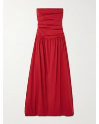 St. Agni - Strapless Tie-Back Crinkled Cotton-Blend Maxi Dress - Lyst