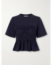 Cecilie Bahnsen - Vilde Gathered Cotton-Stretch Jersey T-Shirt - Lyst