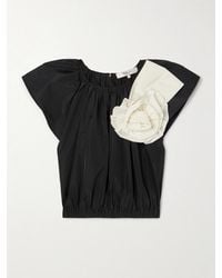 Sea - Laurie Cropped Appliquéd Taffeta Top - Lyst
