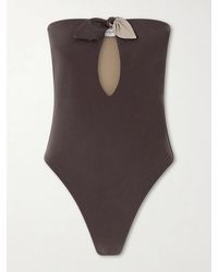 Saint Laurent - Bow-Detailed Strapless Swimsuit - Lyst