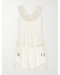Isabel Marant - Nilany Lace-Trimmed Silk-Crepe Playsuit - Lyst