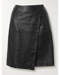 Loulou de Saison - Gora Asymmetric Ostrich-Effect Leather Wrap Skirt - Lyst