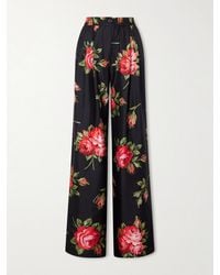 Dolce & Gabbana - Hose Mit Weitem Bein Aus Seiden-Twill Mit Blumenprint - Lyst
