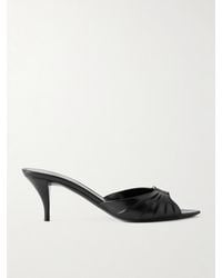 Saint Laurent - Babylone Embellished Gathered Glossed-Leather Mules - Lyst