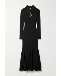 JW Anderson Tiered Ribbed Cotton Maxi Dress - Black