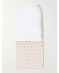 KHAITE - Sybil Layered Frayed Satin-Crepe And Floral-Print Organza Midi Skirt - Lyst