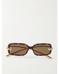 Bottega Veneta - Knot Rectangle-Frame Acetate And-Tone Sunglasses - Lyst