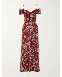 Rabanne - Cold-Shoulder Knotted Ruched Paisley-Print Stretch-Jersey Maxi Dress - Lyst