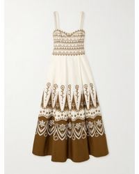 Emporio Sirenuse - Elida Embroidered Cotton Midi Dress - Lyst