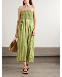Faithfull the Brand Noa Shirred Striped Cotton-Blend Poplin Mini Dress in Green | Lyst Faithfull the Brand Noa Shirred Striped Cotton-Blend Poplin Mini Dress in Green | Lyst