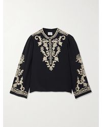 Isabel Marant - Falonne Bluse Aus Crêpe Mit Stickereien - Lyst